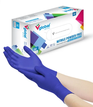 Găng tay kiểm tra Nitrile không bột Vglobal (Xanh đậm N2.7)