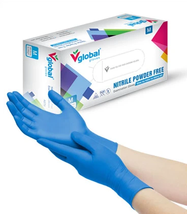 Găng tay kiểm tra Nitrile không bột Vglobal (Xanh nhạt N2.7)