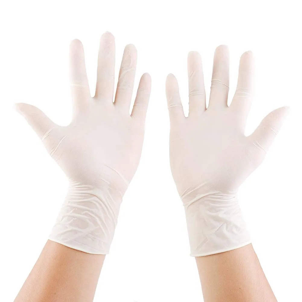 Đôi găng tay latex màu trắng ngà mỏng dùng một lần ôm sát bàn tay